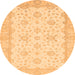 Round Machine Washable Oriental Orange Traditional Area Rugs, wshabs480org