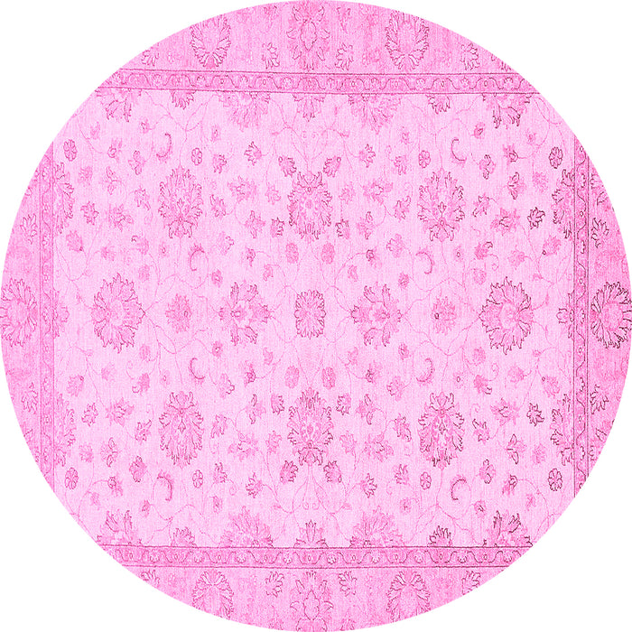 Round Oriental Pink Traditional Rug, abs480pnk