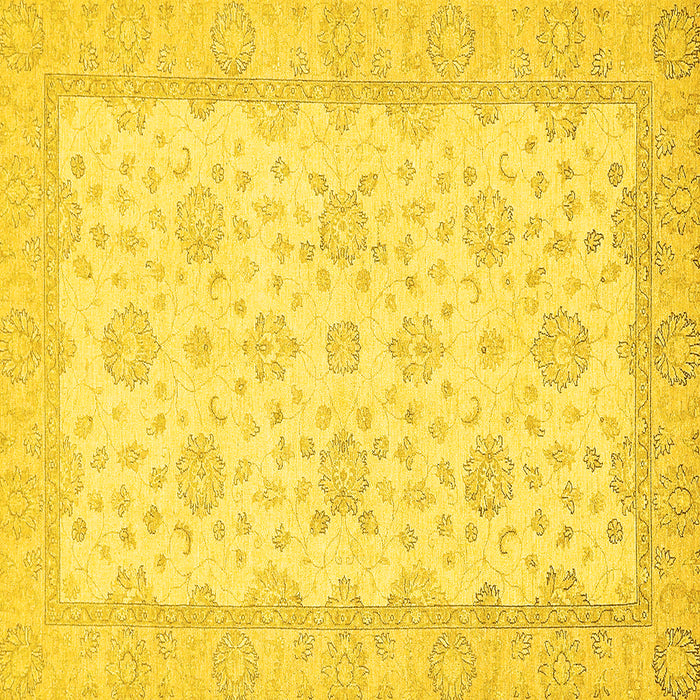 Square Machine Washable Oriental Yellow Traditional Rug, wshabs480yw