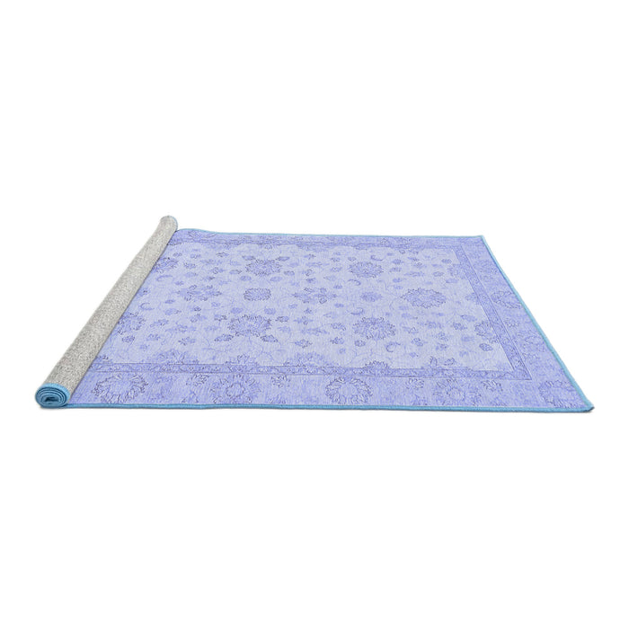 Sideview of Machine Washable Oriental Blue Traditional Rug, wshabs480blu
