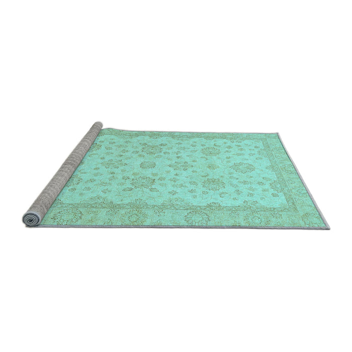 Sideview of Machine Washable Oriental Light Blue Traditional Rug, wshabs480lblu