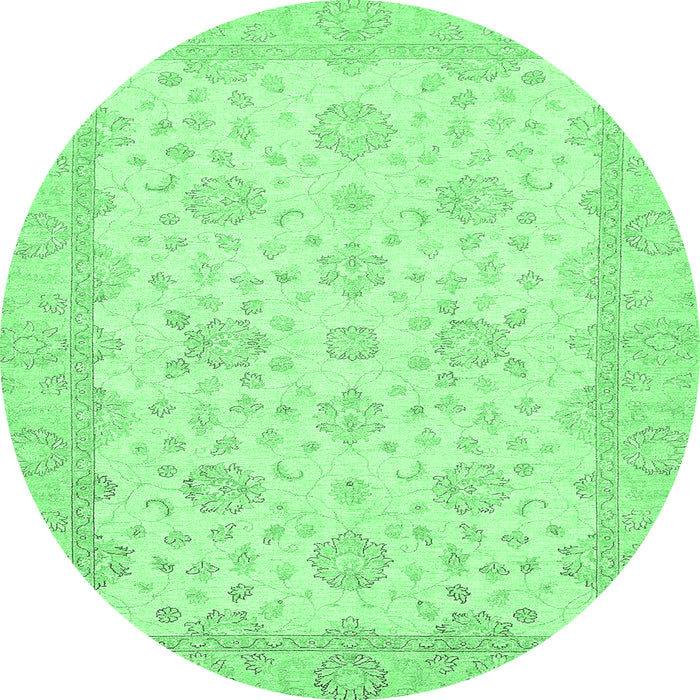 Round Oriental Emerald Green Traditional Rug, abs480emgrn