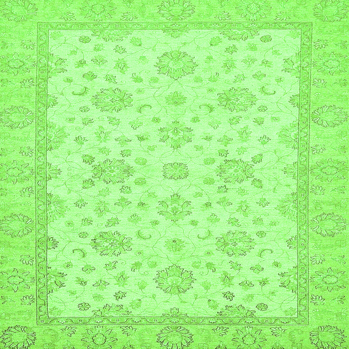 Square Machine Washable Oriental Green Traditional Area Rugs, wshabs480grn