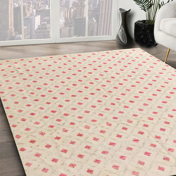 Abstract Wheat Beige Modern Rug in Family Room, abs4810