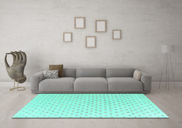 Machine Washable Abstract Turquoise Modern Area Rugs in a Living Room,, wshabs4810turq
