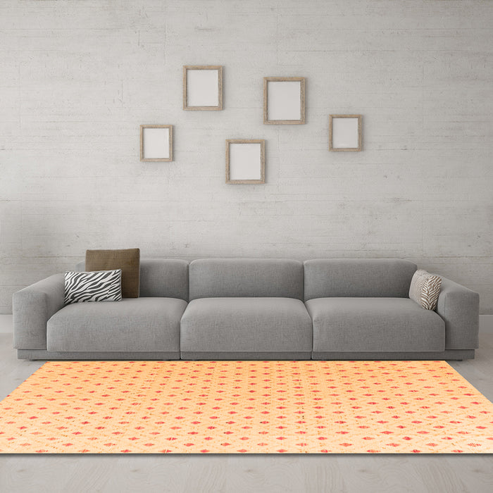 Machine Washable Abstract Orange Modern Area Rugs in a Living Room, wshabs4810org