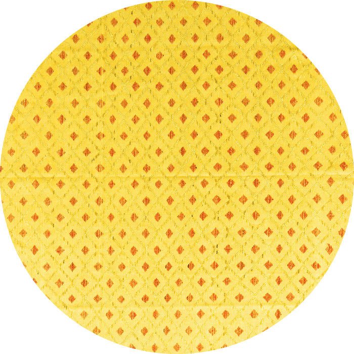 Round Abstract Yellow Modern Rug, abs4810yw