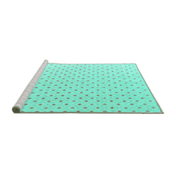 Sideview of Machine Washable Abstract Turquoise Modern Area Rugs, wshabs4810turq
