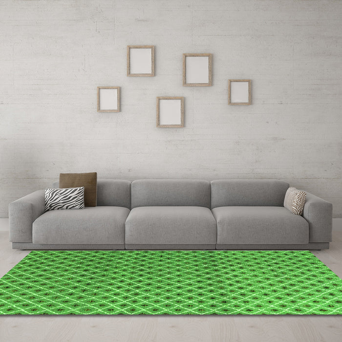 Machine Washable Abstract Green Modern Area Rugs in a Living Room,, wshabs4811grn