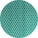 Round Abstract Turquoise Modern Rug, abs4811turq