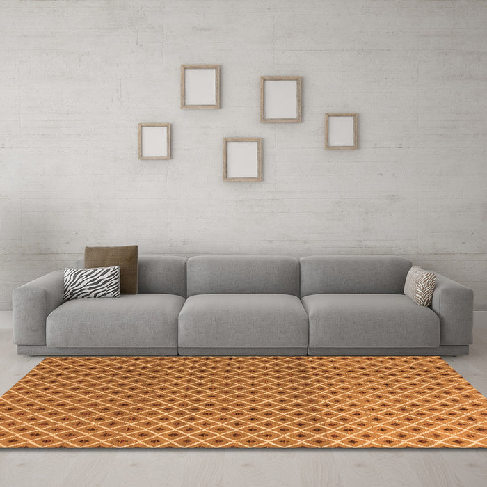 Machine Washable Abstract Orange Modern Area Rugs in a Living Room, wshabs4811org
