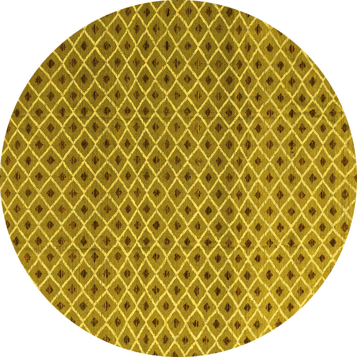 Round Abstract Yellow Modern Rug, abs4811yw