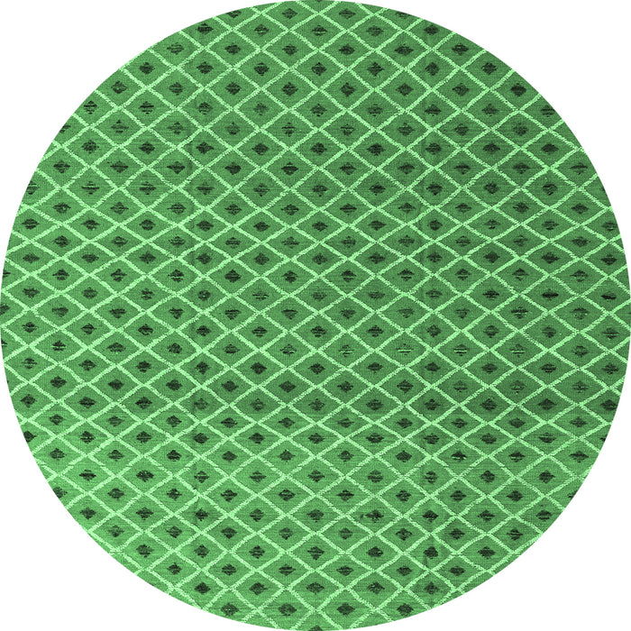 Round Machine Washable Abstract Emerald Green Modern Area Rugs, wshabs4811emgrn