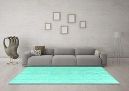 Machine Washable Solid Turquoise Modern Area Rugs in a Living Room,, wshabs4812turq