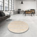 Round Abstract Wheat Beige Solid Rug in a Office, abs4812