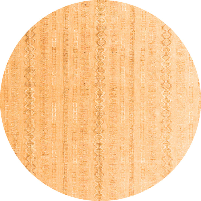 Round Machine Washable Solid Orange Modern Area Rugs, wshabs4812org