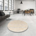 Round Machine Washable Abstract Wheat Beige Rug in a Office, wshabs4812