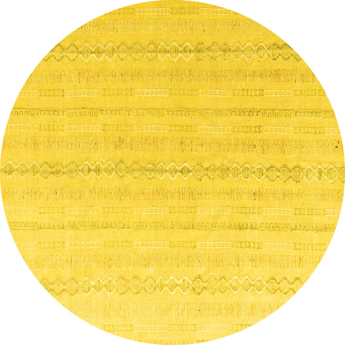 Round Machine Washable Solid Yellow Modern Rug, wshabs4812yw