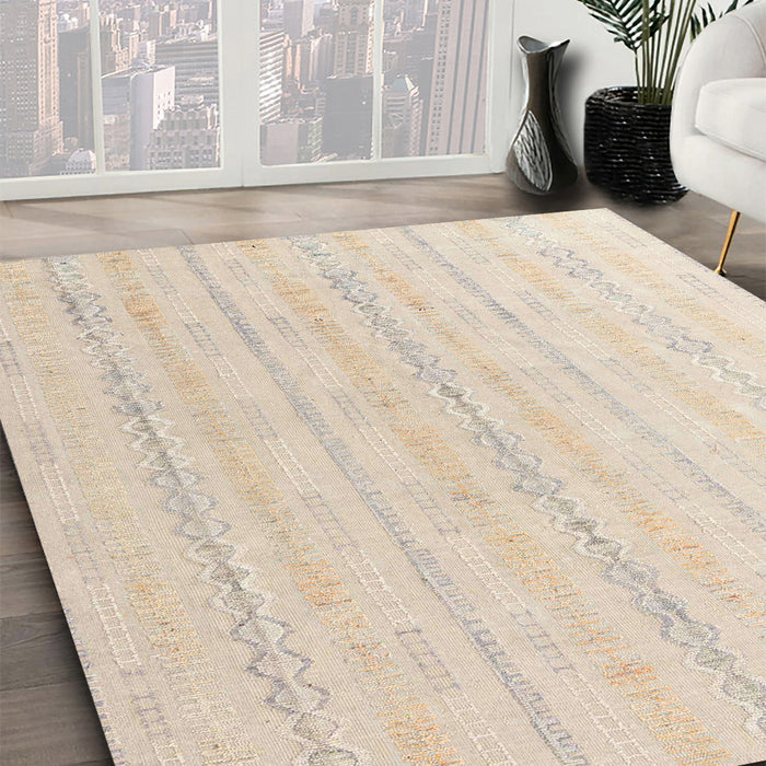 Machine Washable Abstract Wheat Beige Rug in a Family Room, wshabs4812