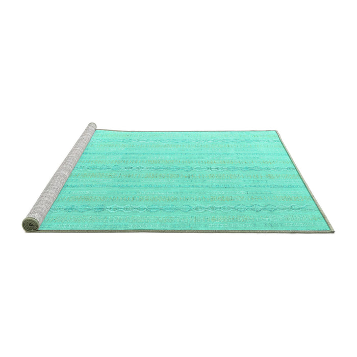 Sideview of Machine Washable Solid Turquoise Modern Area Rugs, wshabs4812turq