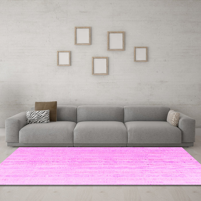 Machine Washable Solid Pink Modern Rug in a Living Room, wshabs4812pnk