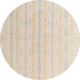 Round Abstract Wheat Beige Solid Rug, abs4812