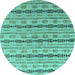 Round Abstract Turquoise Modern Rug, abs4813turq