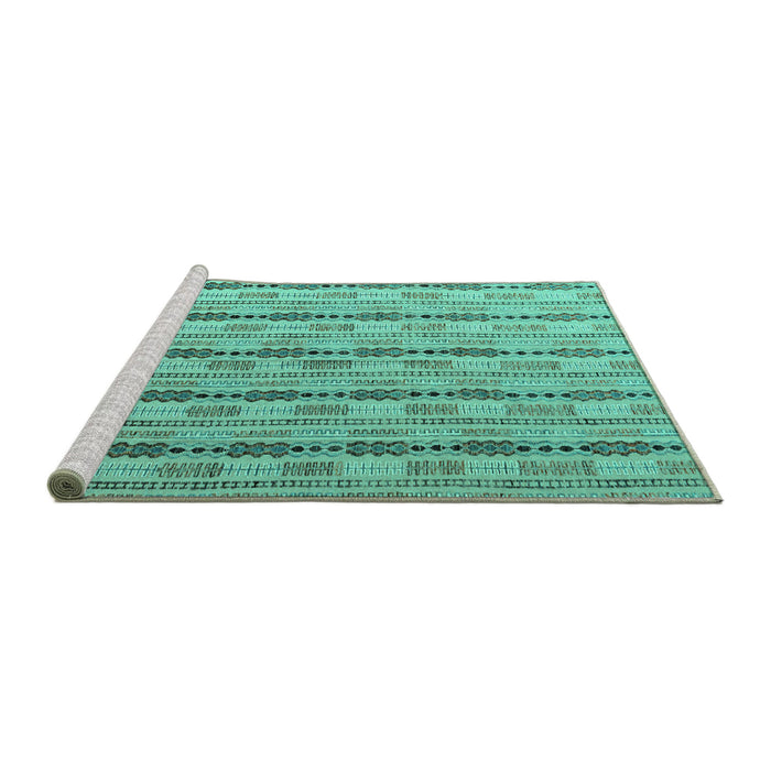 Sideview of Machine Washable Abstract Turquoise Modern Area Rugs, wshabs4813turq