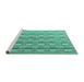 Sideview of Machine Washable Abstract Turquoise Modern Area Rugs, wshabs4813turq