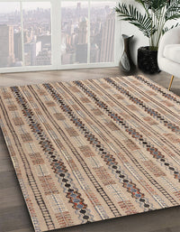 Abstract Dark Gold Brown Modern Rug, abs4813