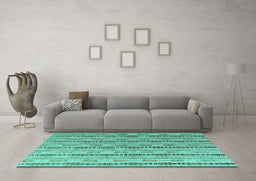 Machine Washable Abstract Turquoise Modern Area Rugs in a Living Room,, wshabs4813turq