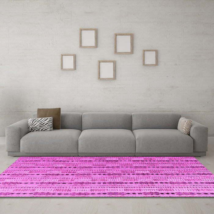Machine Washable Abstract Pink Modern Rug in a Living Room, wshabs4813pnk
