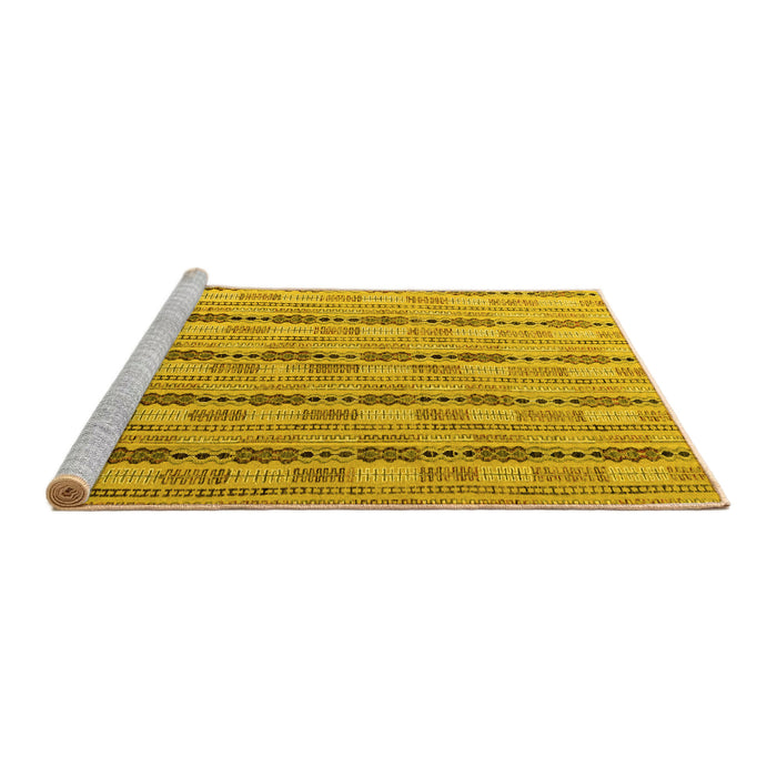 Sideview of Machine Washable Abstract Yellow Modern Rug, wshabs4813yw