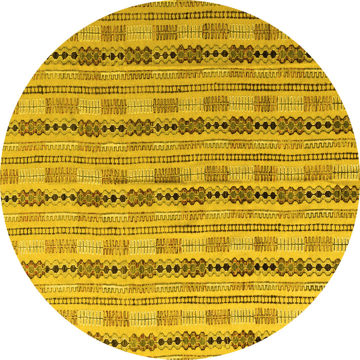 Round Machine Washable Abstract Yellow Modern Rug, wshabs4813yw