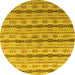 Round Machine Washable Abstract Yellow Modern Rug, wshabs4813yw