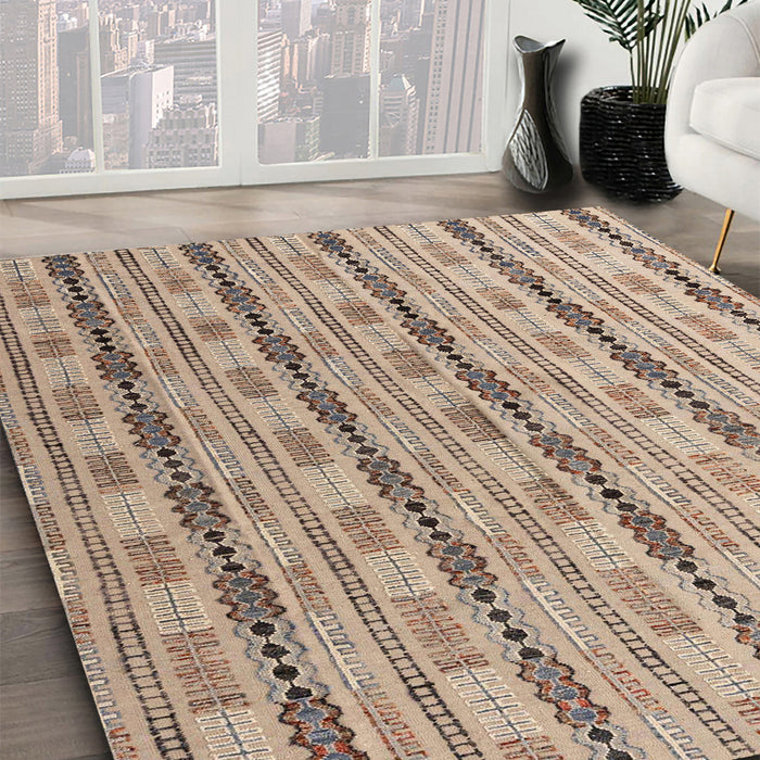 Machine Washable Abstract Dark Gold Brown Rug in a Family Room, wshabs4813