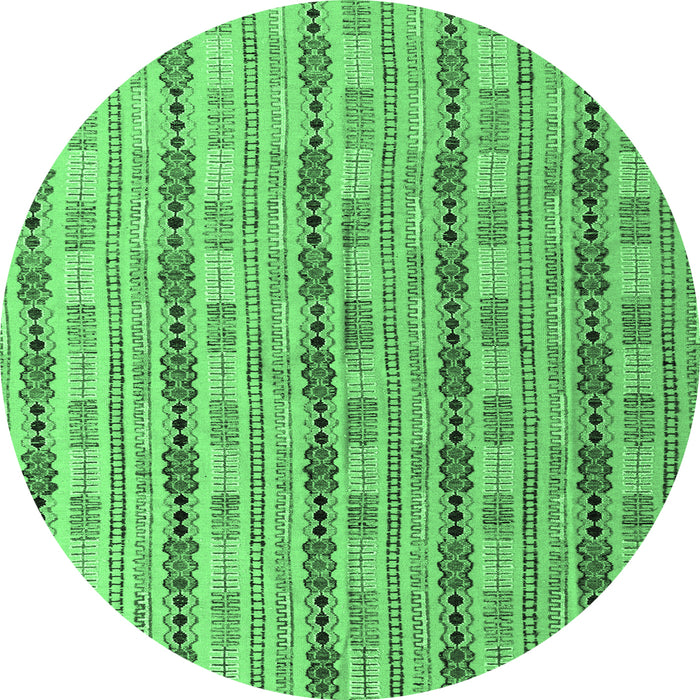 Round Machine Washable Abstract Emerald Green Modern Area Rugs, wshabs4813emgrn