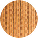 Round Machine Washable Abstract Orange Modern Area Rugs, wshabs4813org