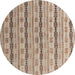 Round Abstract Dark Gold Brown Modern Rug, abs4813