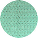 Round Abstract Turquoise Modern Rug, abs4814turq