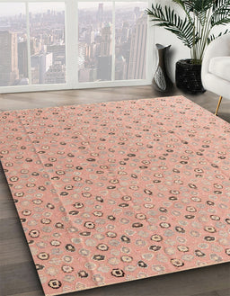 Abstract Pastel Orange Modern Rug in Family Room, abs4814