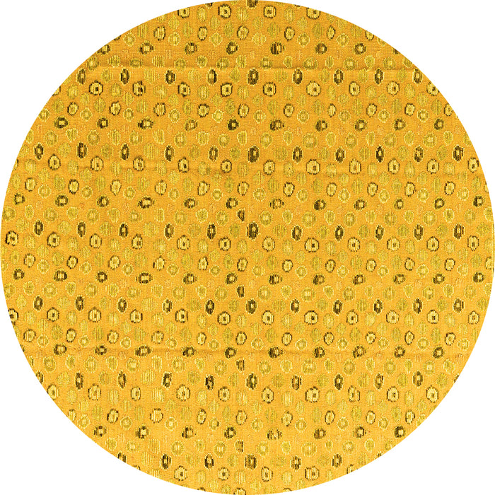 Round Machine Washable Abstract Yellow Modern Rug, wshabs4814yw