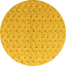 Round Machine Washable Abstract Yellow Modern Rug, wshabs4814yw