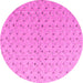 Round Machine Washable Abstract Pink Modern Rug, wshabs4814pnk