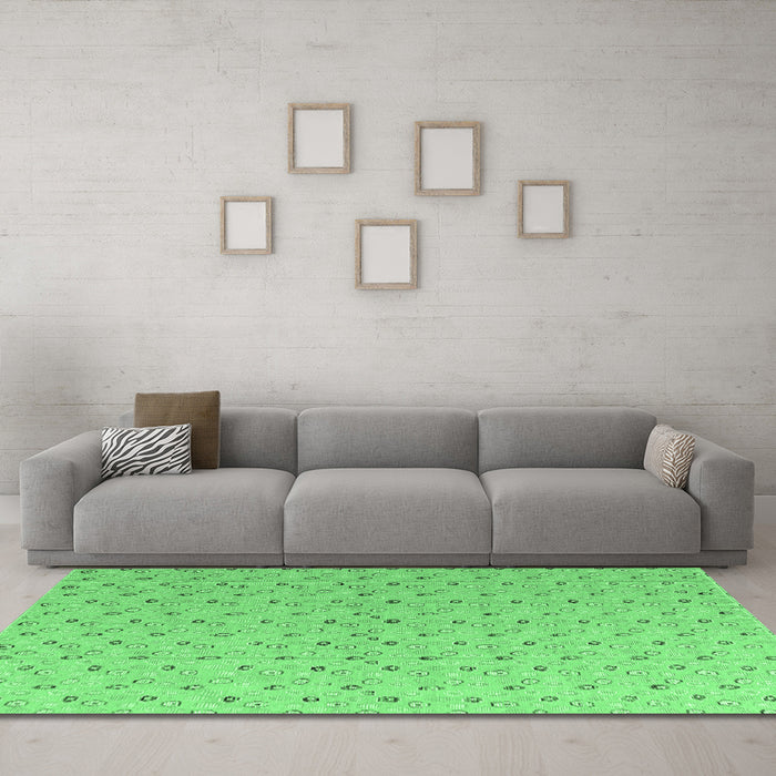 Machine Washable Abstract Emerald Green Modern Area Rugs in a Living Room,, wshabs4814emgrn