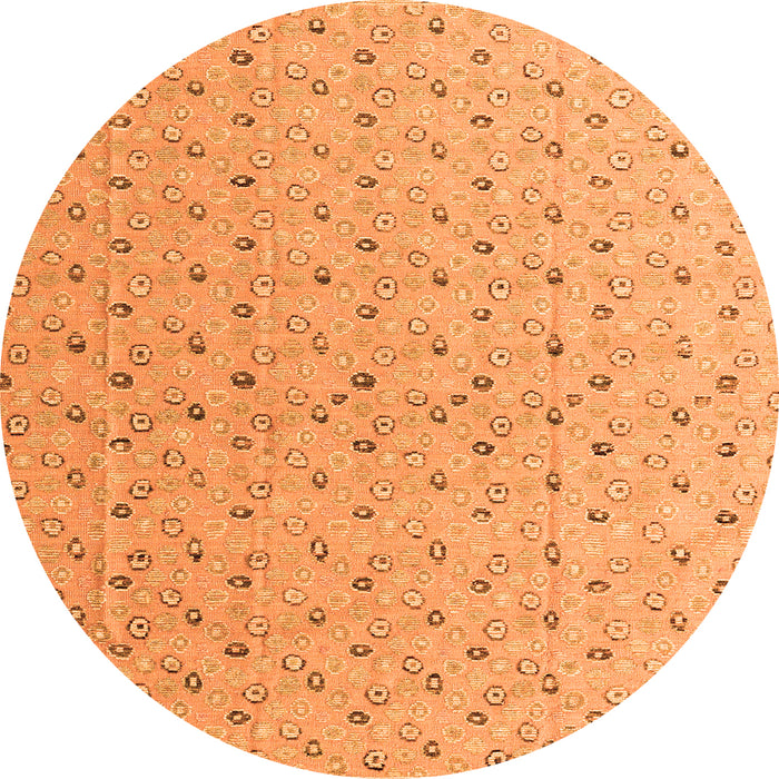 Round Machine Washable Abstract Orange Modern Area Rugs, wshabs4814org