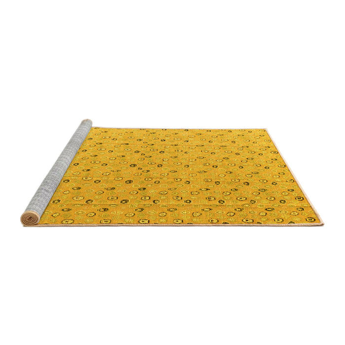 Sideview of Machine Washable Abstract Yellow Modern Rug, wshabs4814yw