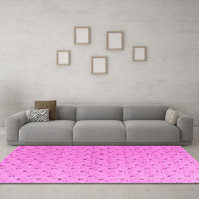 Machine Washable Abstract Pink Modern Rug in a Living Room, wshabs4814pnk