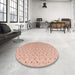 Round Machine Washable Abstract Pastel Orange Rug in a Office, wshabs4814