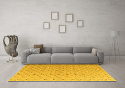 Machine Washable Abstract Yellow Modern Rug in a Living Room, wshabs4814yw